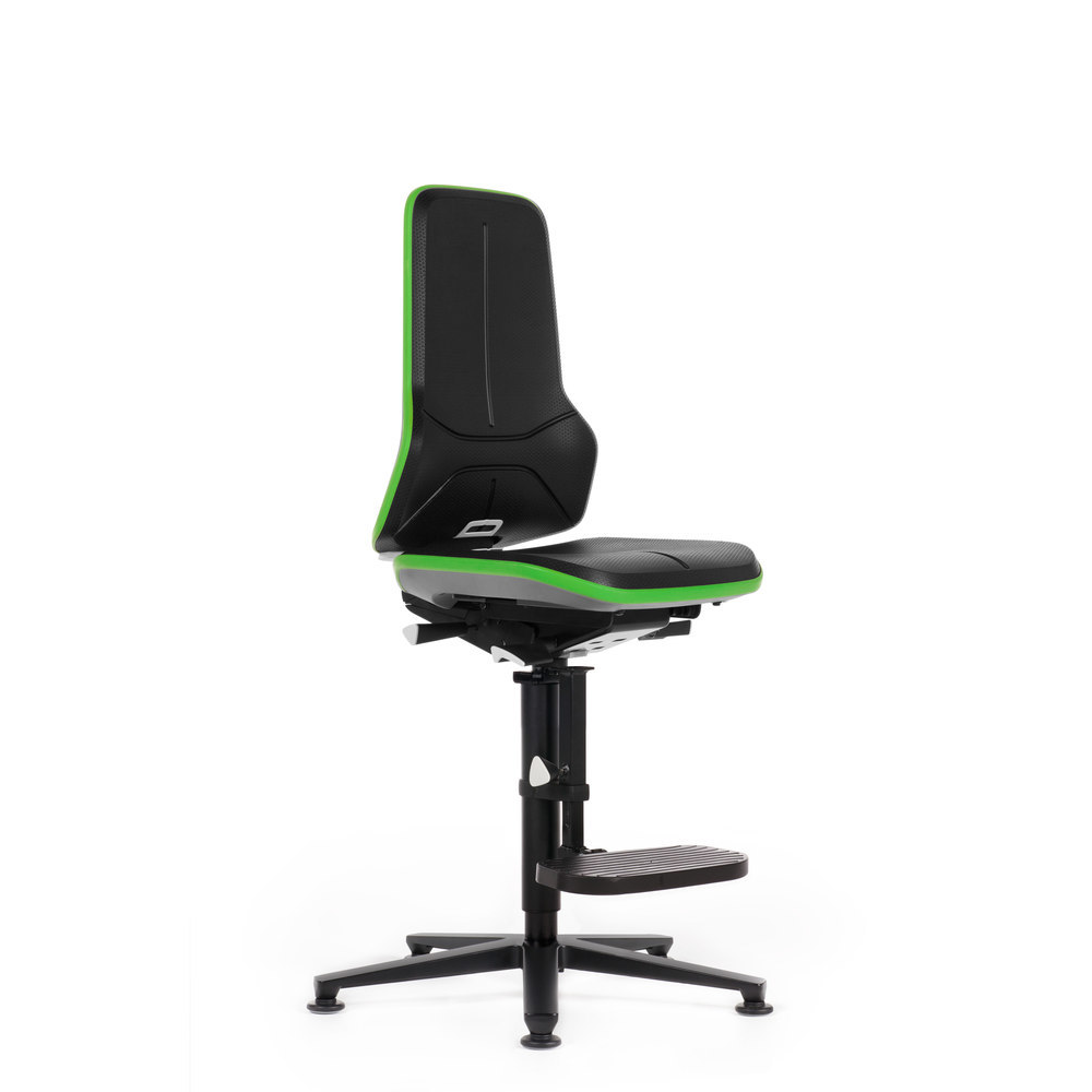 Basisstuhl Modell Neon mit Synchrontechnik Bimos Arbeitsstuhl grün, ohne Polster Sitzhöhe 590-870 mm m. Gleiter/Aufstiegshilfe