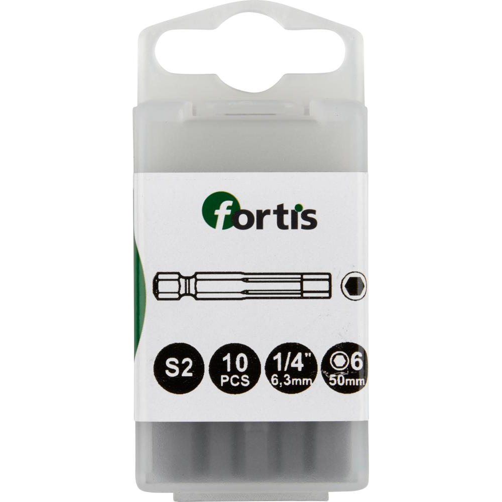 Bit 1/4" für 6-kant-Schrauben zähhart DIN3126 E6,3 Innensechskant 6x50mm 10er Pack FORTIS