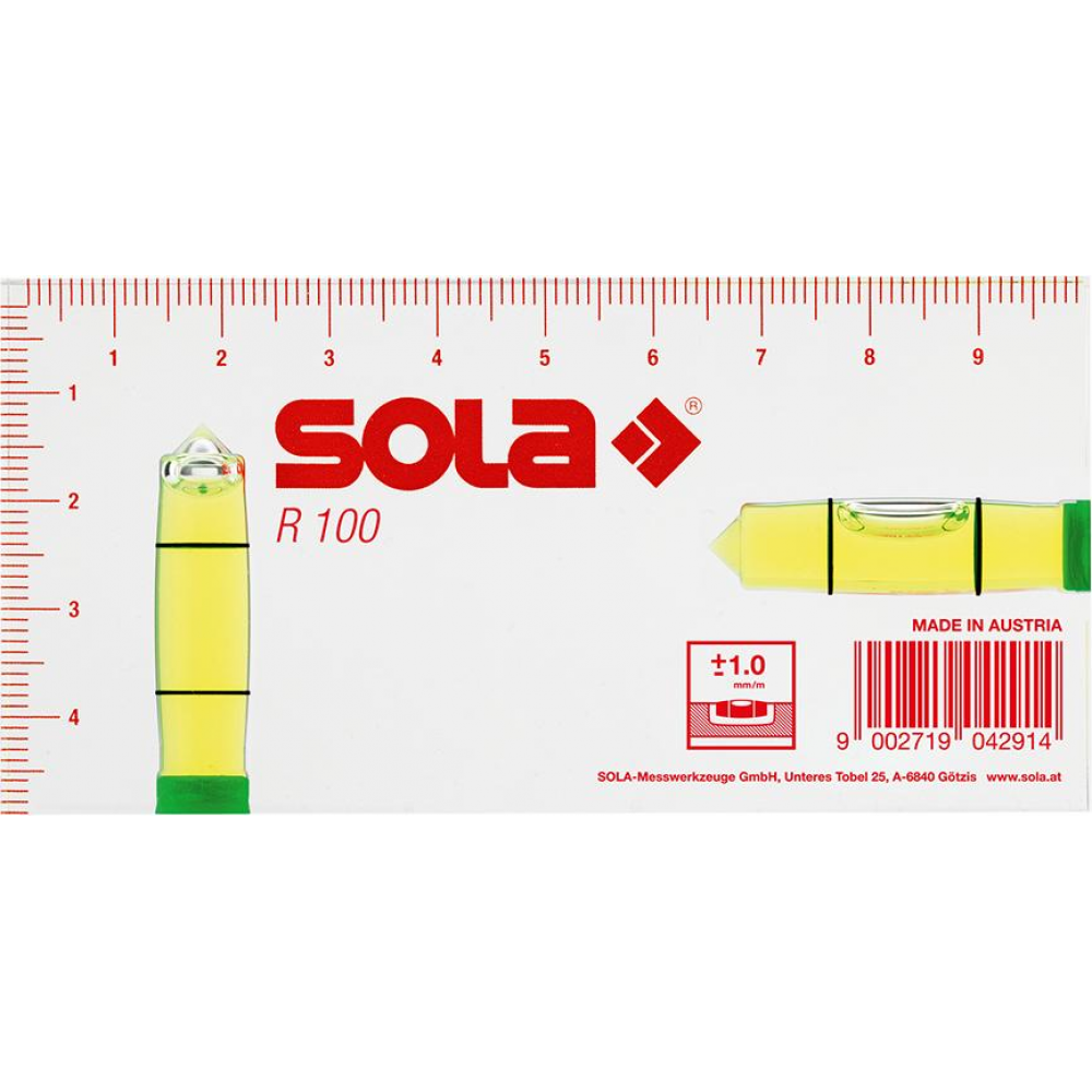 Mini-Wasserwaage R 100 Kleinwasserwaage R100 10 cm Sola