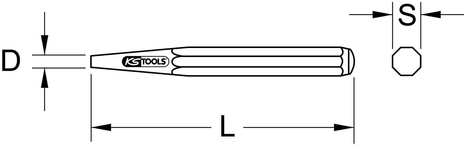 KSTOOLS Durchtreiber, 8-kant, FormD, Ø 5mm