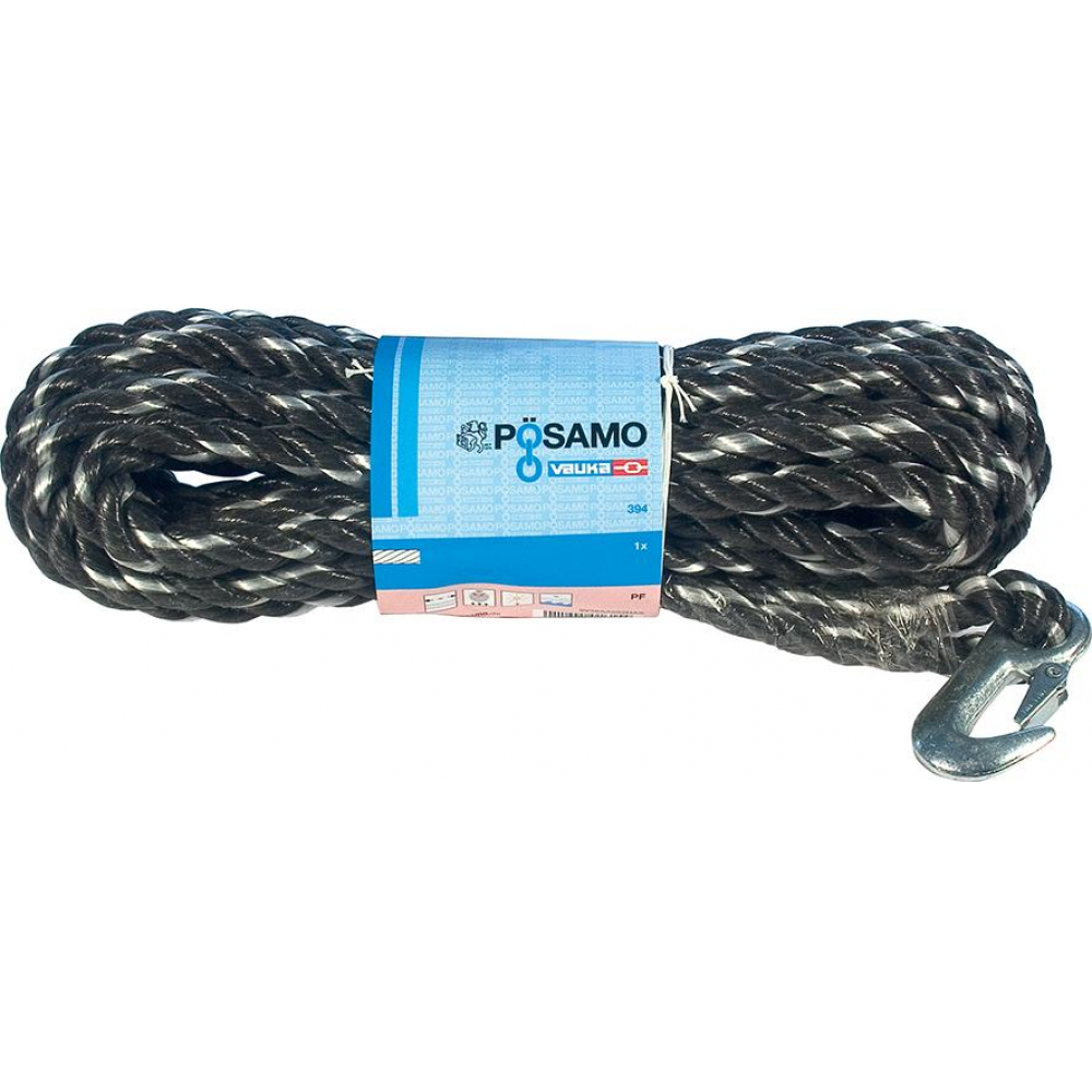 Polypropylen-Seil gedreht 14,0 mm x 10 m mit Karabinerhaken schwarz/weiß PÖSAMO