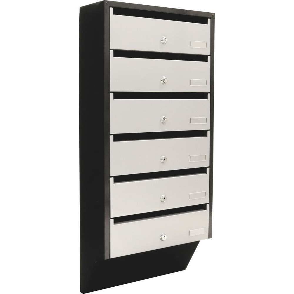 Briefkastenanlage Depot 6 SILVER / BLACK schloss m. 2