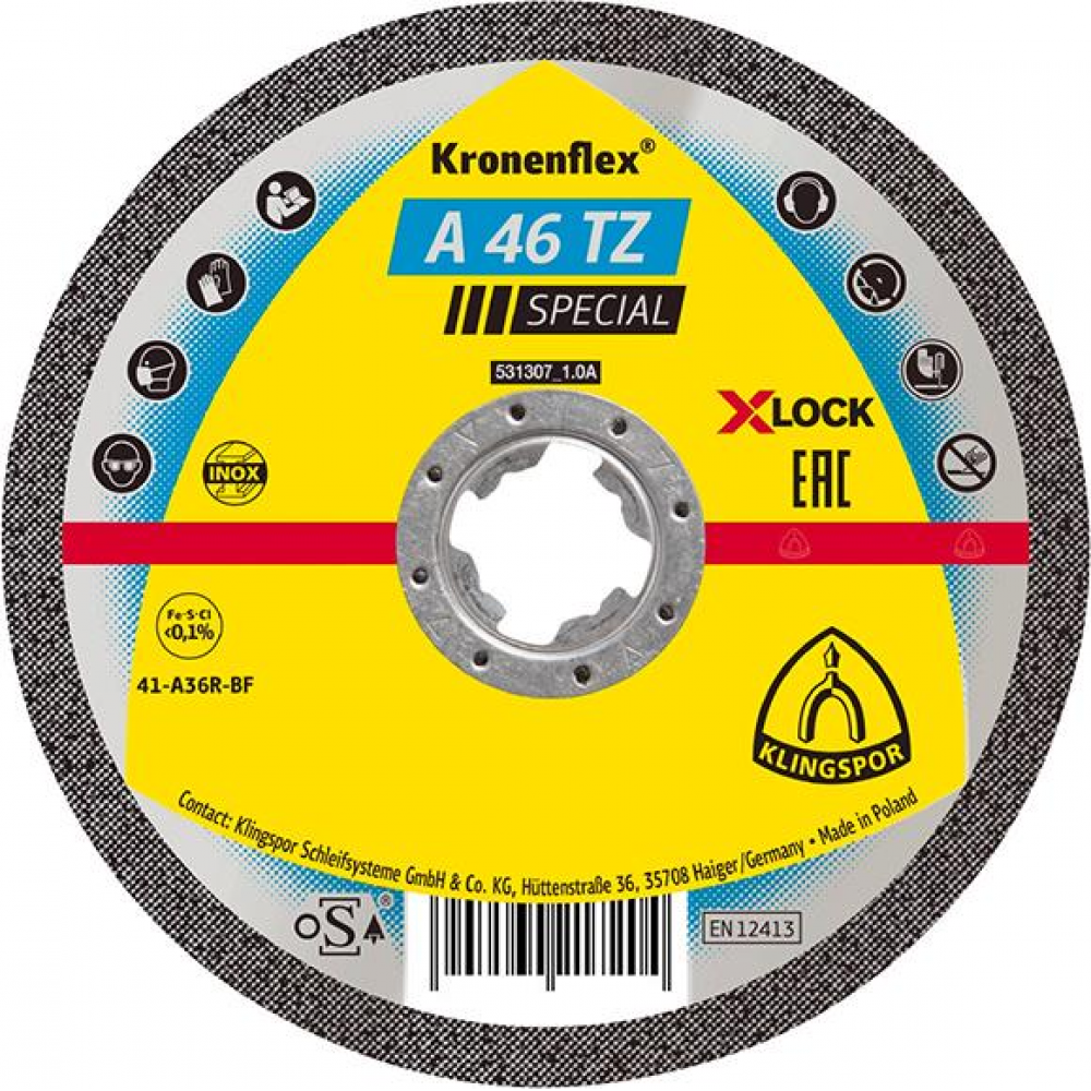 X-LOCK-Trennscheibe A 46 TZ für Edelstahl Trennscheibe A46TZ X-LOCK115x1,6mm gera. Klingspor