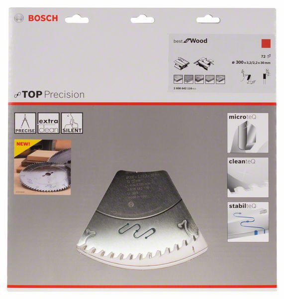 Bosch Kreissägeblatt Top Precision Best for Wood, 300 x 30 x 3,2 mm, 72