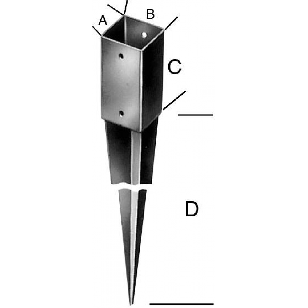 Einschlag-Bodenhülse 71x900 mm ENORMpro E-NORM feuerverzinkt Materialstärke 2,0 mm