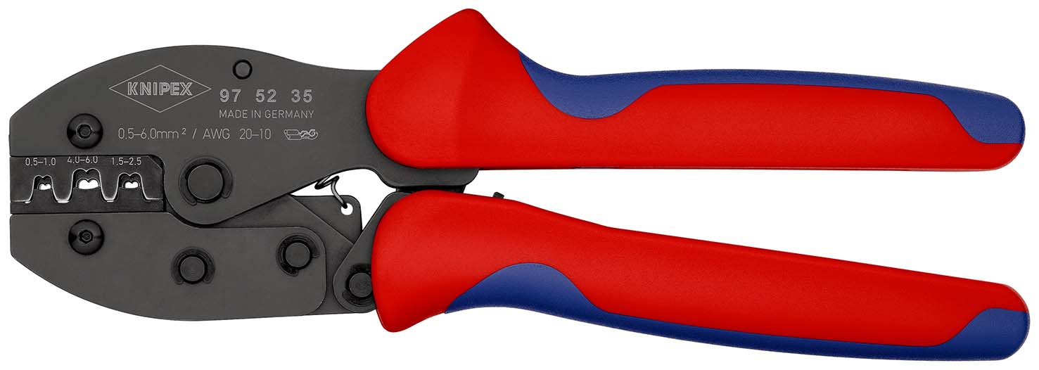 KNIPEX 97 52 35 SB PreciForce® Crimpzange mit Mehrkomponenten-Hüllen brüniert 220 mm (SB-Karte/Blister)