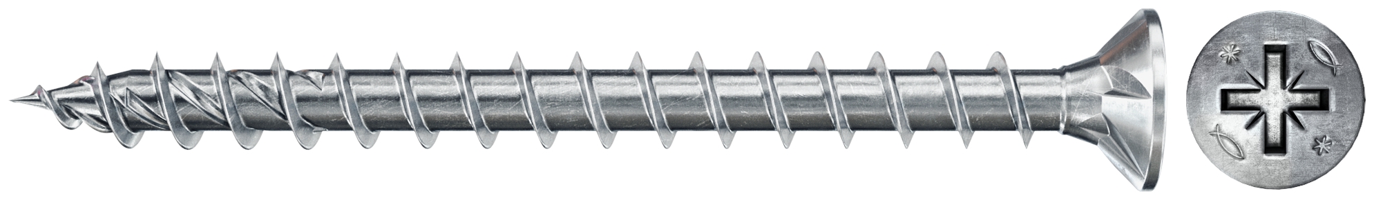 Fischer FPF II CZF 3,5 x 20 BC 300. Die Spanplattenschraube mit Senkkopf, Antrieb Kreuzschlitz PZ und Vollgewinde