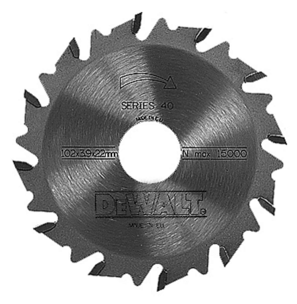 Dewalt DT1306-QZ,  Nutfraeser HM 102/22/4,0mm 12WZ, HM-Nutfräser (für Lamellendübelfräsen)/ Ø 102mm / Blattstärke: 4.0mm / Bohrung: 22mm / Zähnezahl: 12mm