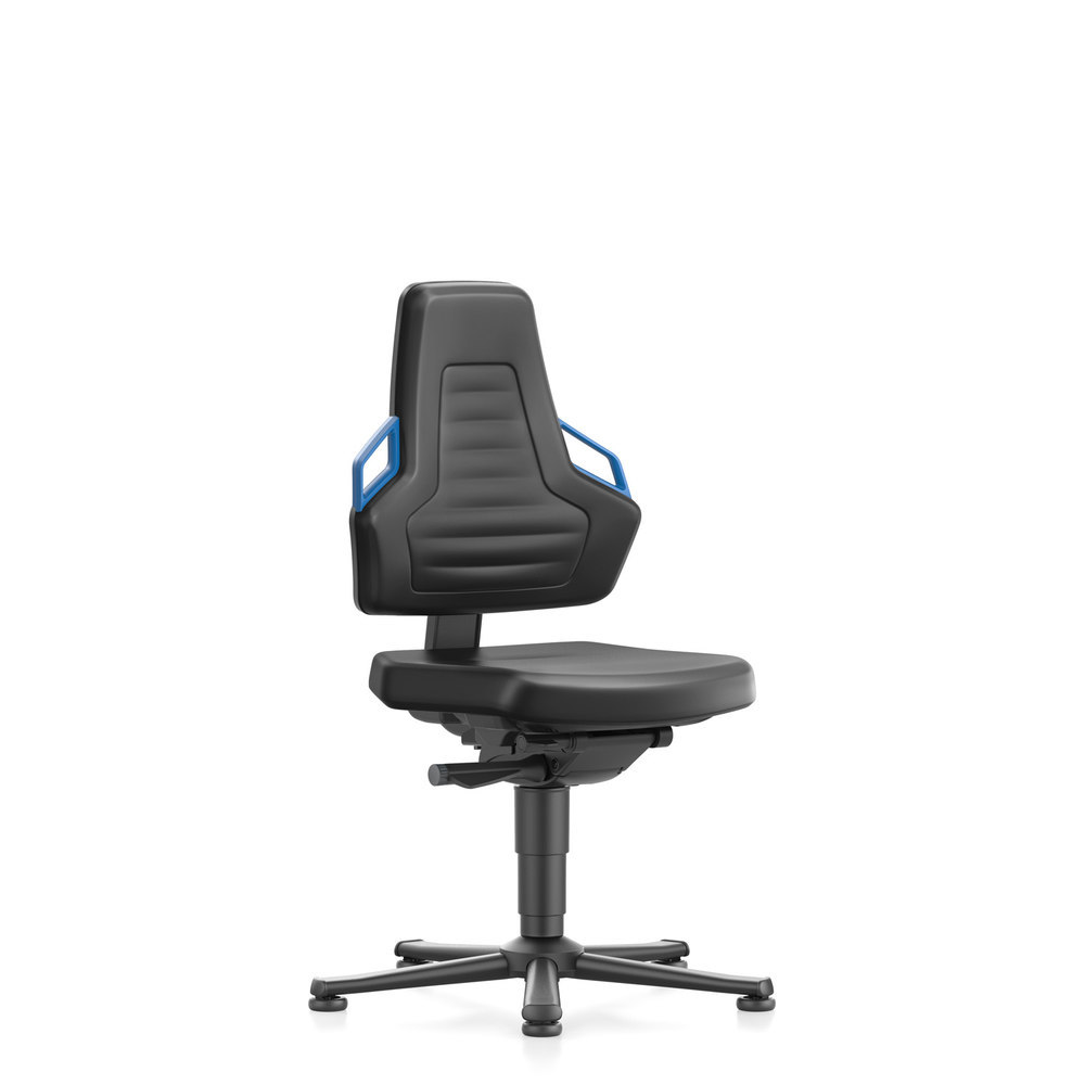 Arbeitsstuhl Modell Nexxit 1 Bimos Griff blau Sitzhöhe 450-600 mm schwarz,mit Gleiter