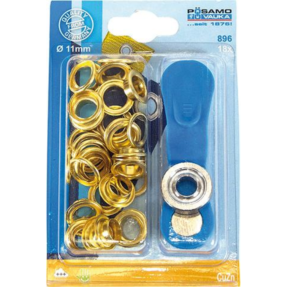 Öse mit Scheibe 11 mm Innendurchmesser Messing blank SB 18 Stück