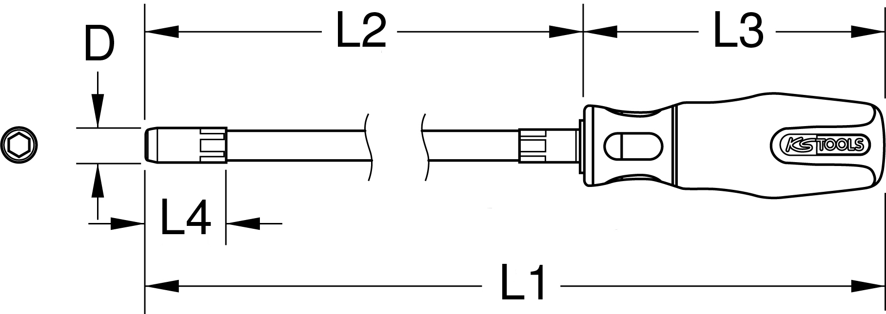 KSTOOLS ERGOTORQUEplus Stecknuss-Schraubendreher lang, 5mm