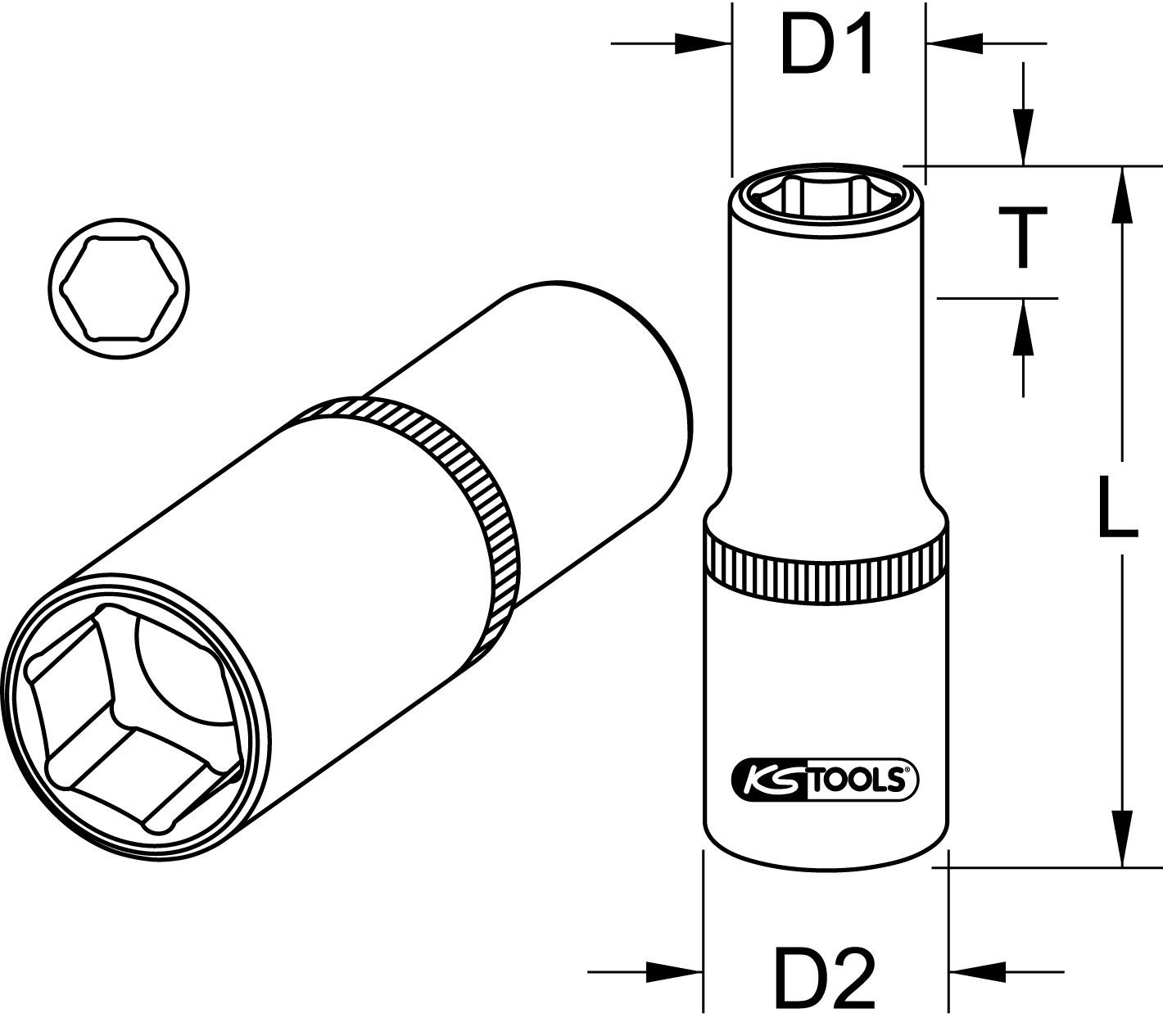 KSTOOLS 1/2" Sechskant-Stecknuss, lang, 10mm