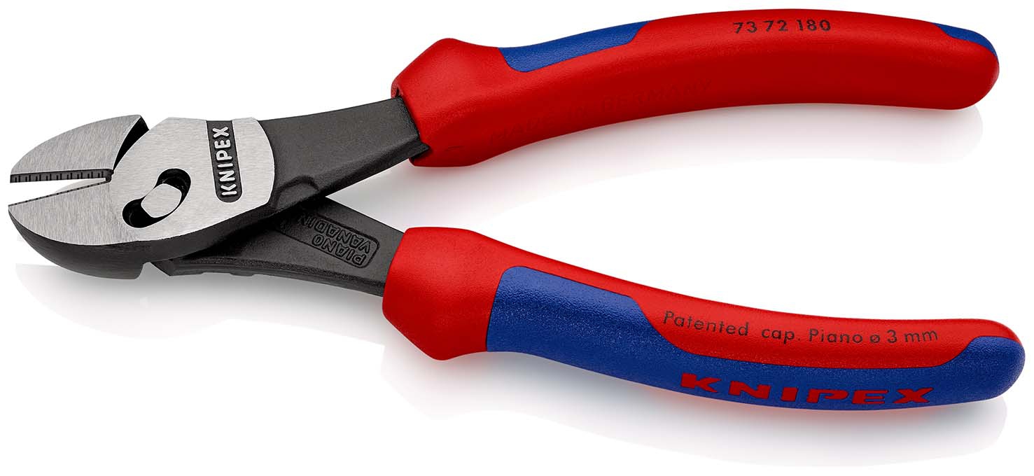 KNIPEX 73 72 180 BK TwinForce® Hochleistungs-Seitenschneider mit Mehrkomponenten-Hüllen schwarz atramentiert 180 mm (SB-Karte/Blister)