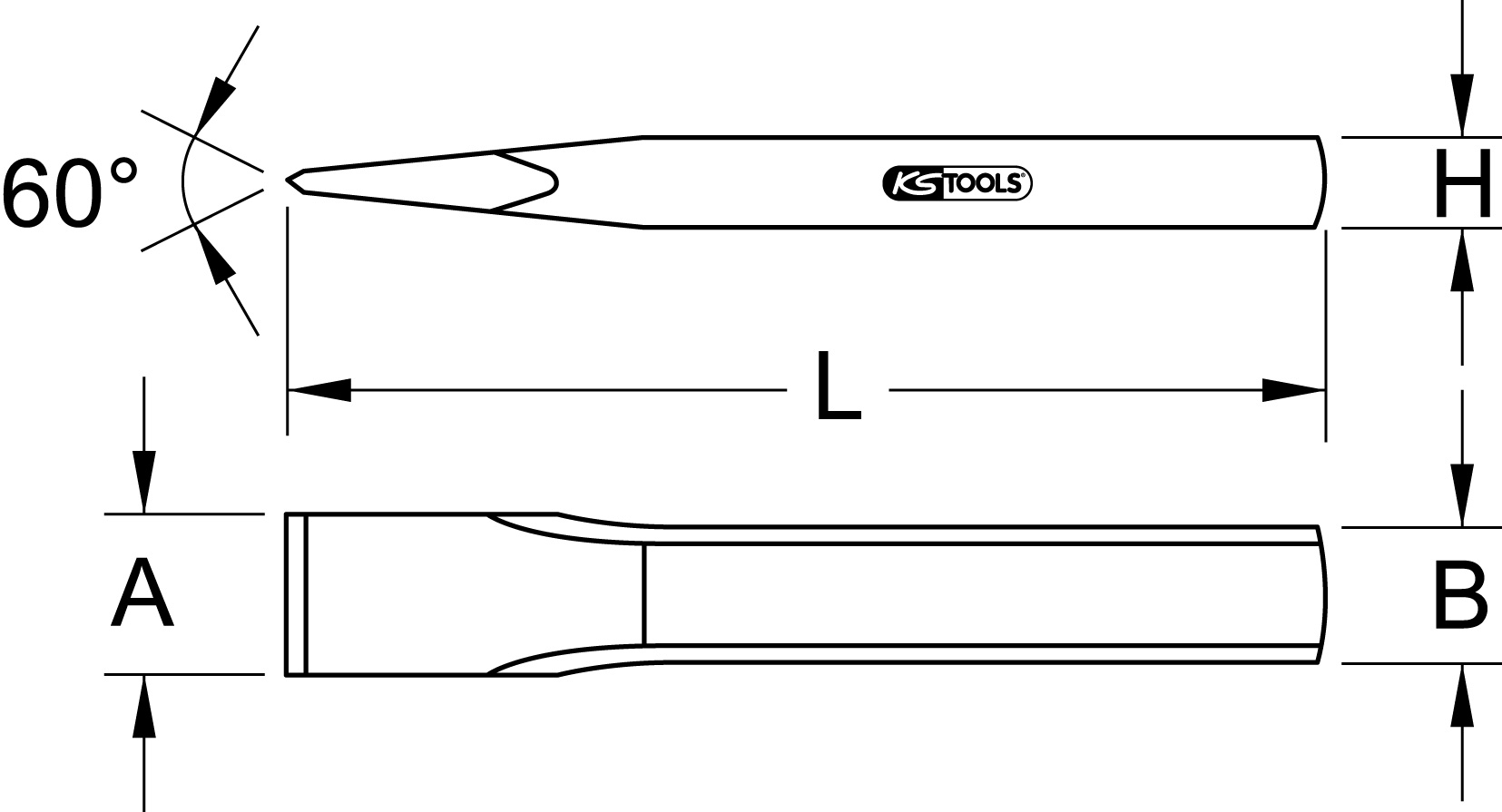 KSTOOLS Flachmeißel, oval, 250x25mm