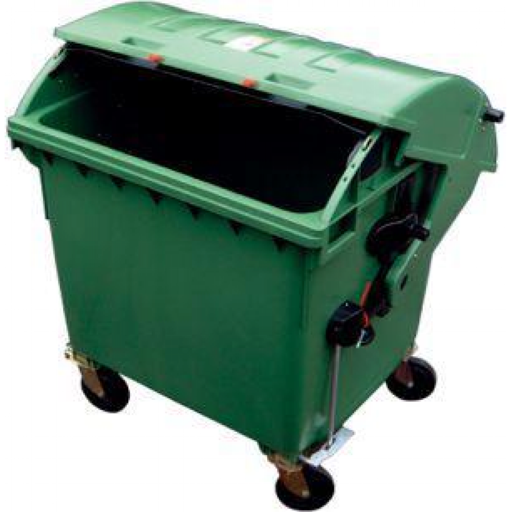 Müllcontainer, Kunststoff, mit Runddeckel 1 cbm grün