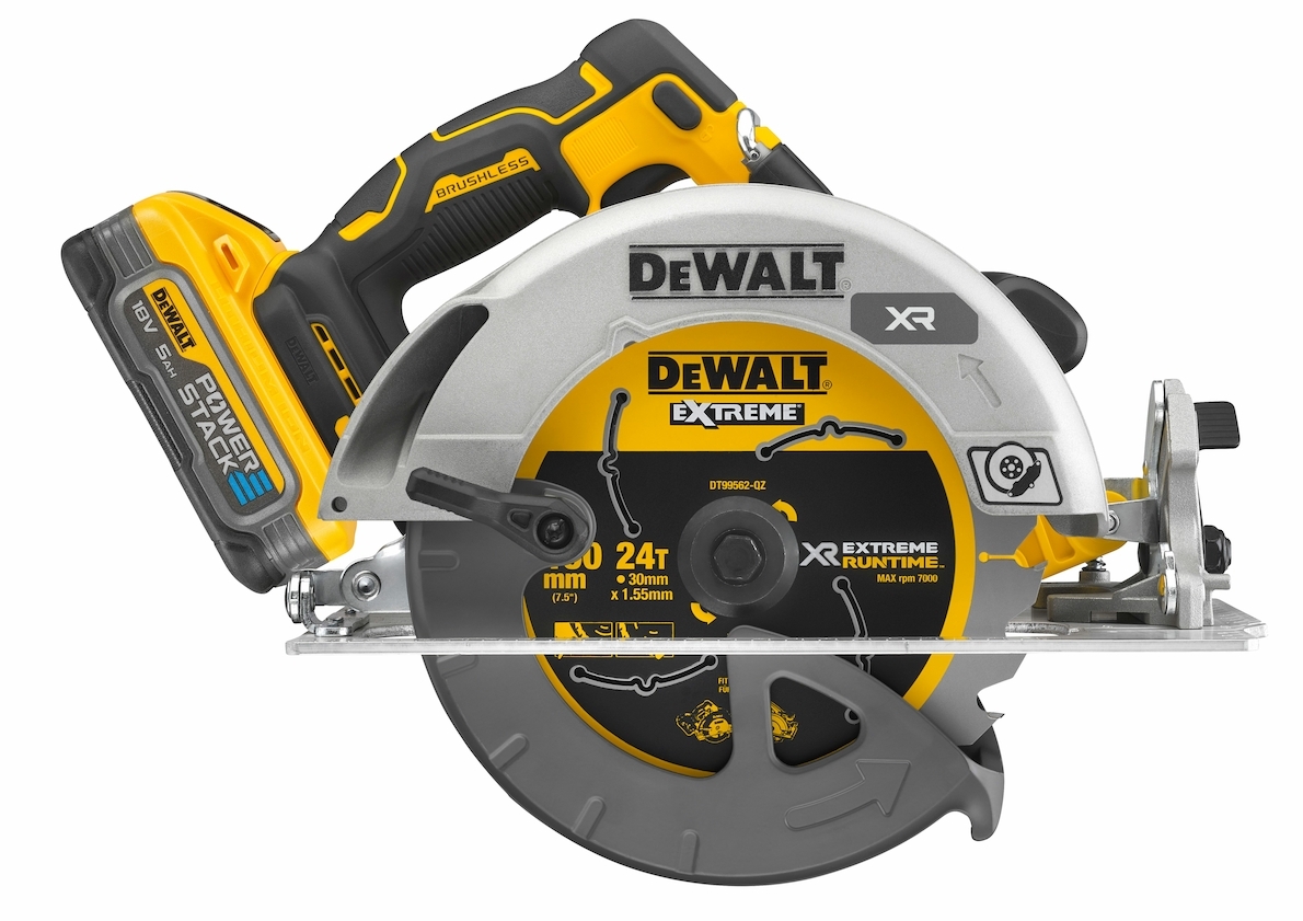Dewalt DCS573H2T-QW,  Akku-Handkreisaege 18V/5Ah, 18 Volt / 5 Ah Powerstack Akku-Handkreissäge 190mm (bürstenlos)