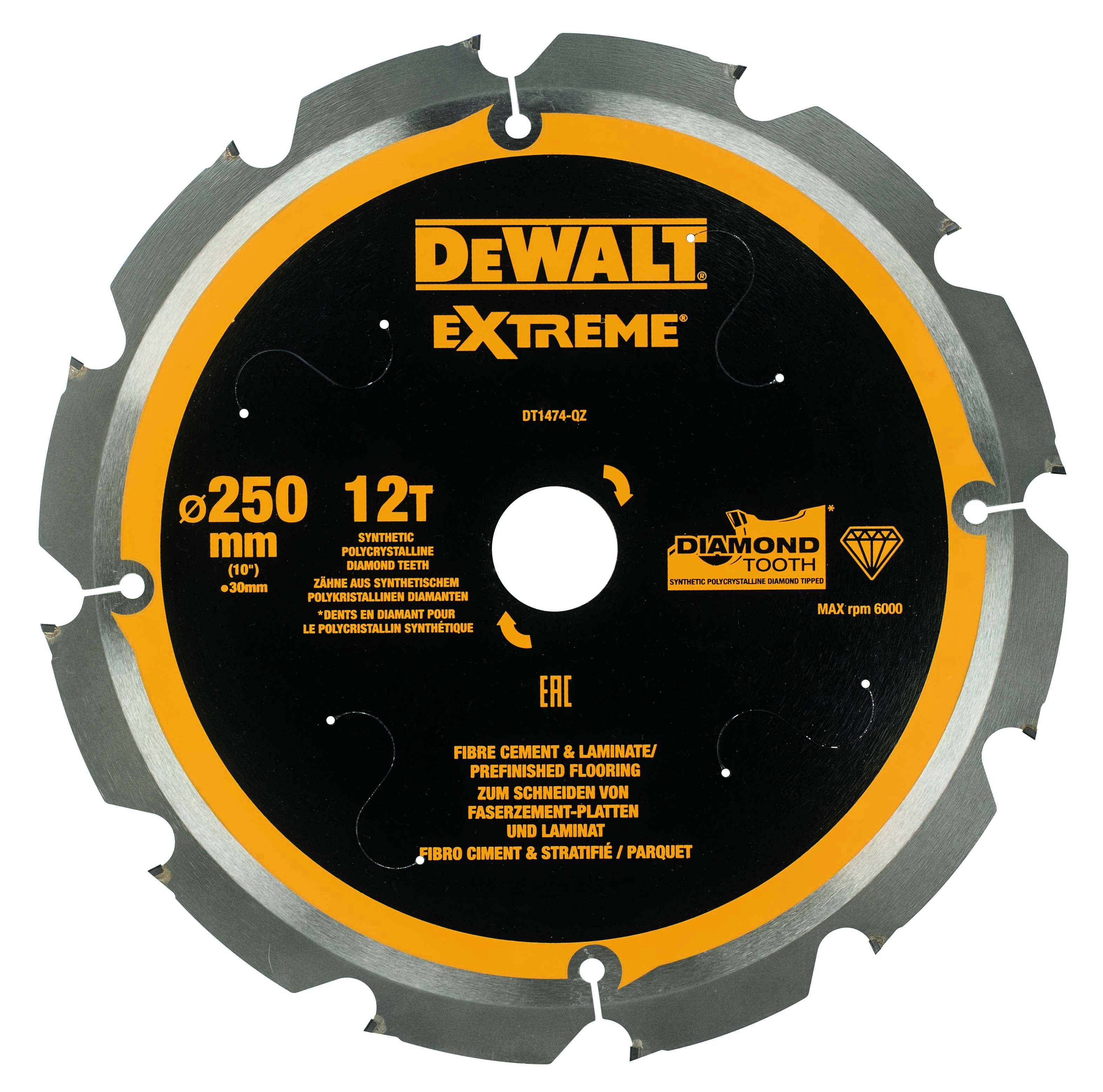 Dewalt DT1474-QZ,  Kreissaegeblatt PCD 250/30mm 12Z