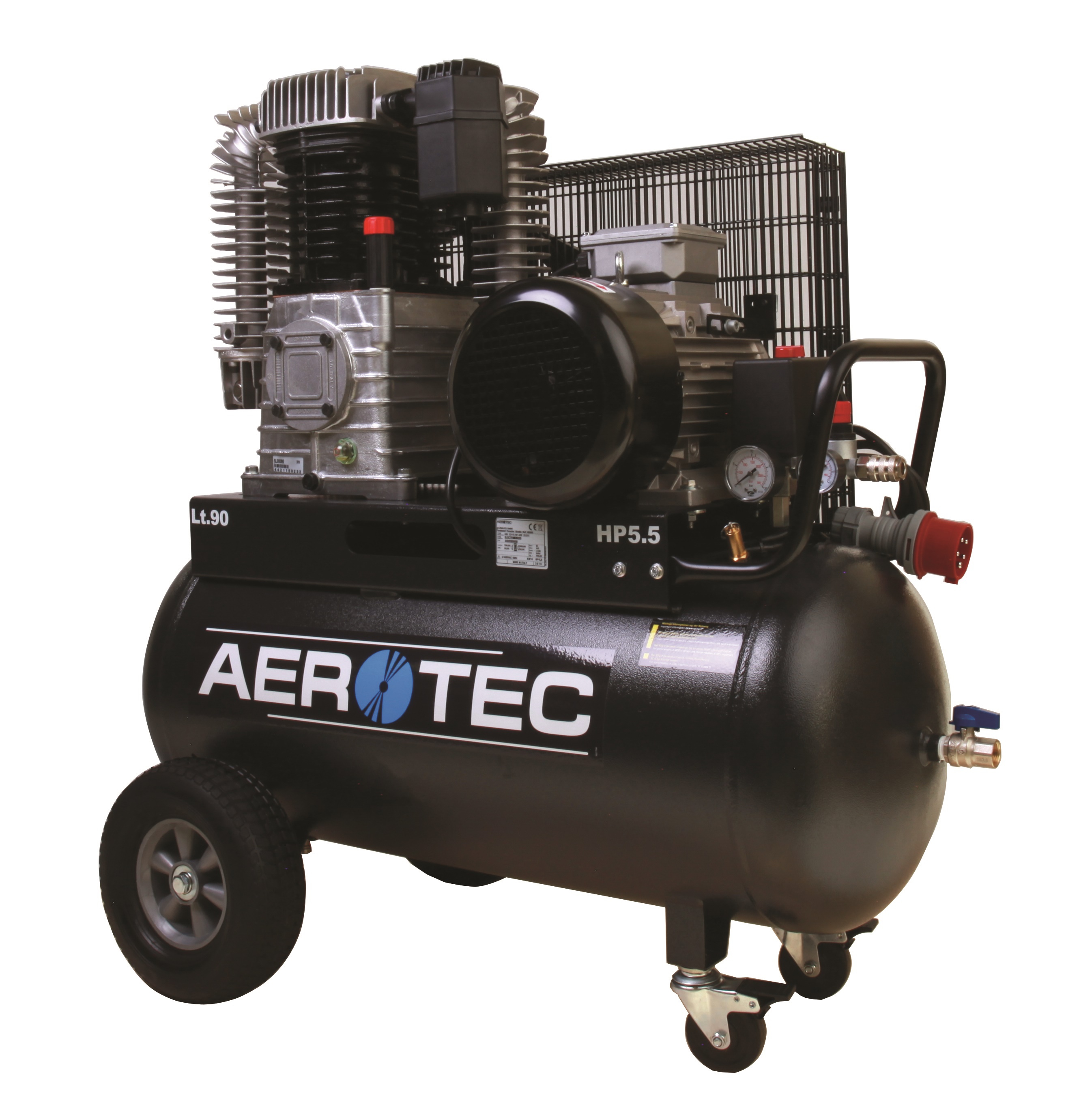 AeroTec  820-90 PRO .  Fahrbarer Industriekompressor mit ölgeschmiertem Aggregatiertem Aggregat