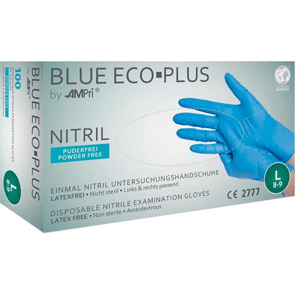 Einweghandschuhe BLUE ECO-PLUS Nitril, ECO PLUS, puderfrei, Gr.S
