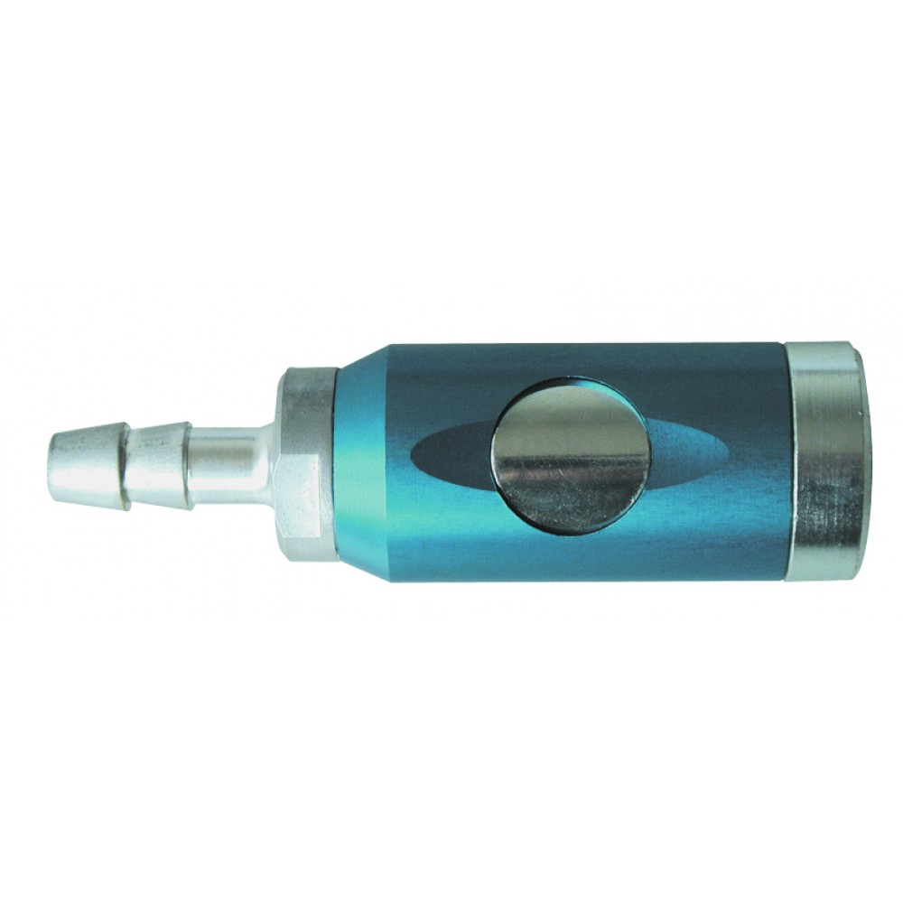 Sicherheits-Schnellkupplung, mit Druckknopf, NW 7,4, Schlauchtülle Sicherheitskupplung drehbar blau, 4mm,Tülle 13mm,EWO