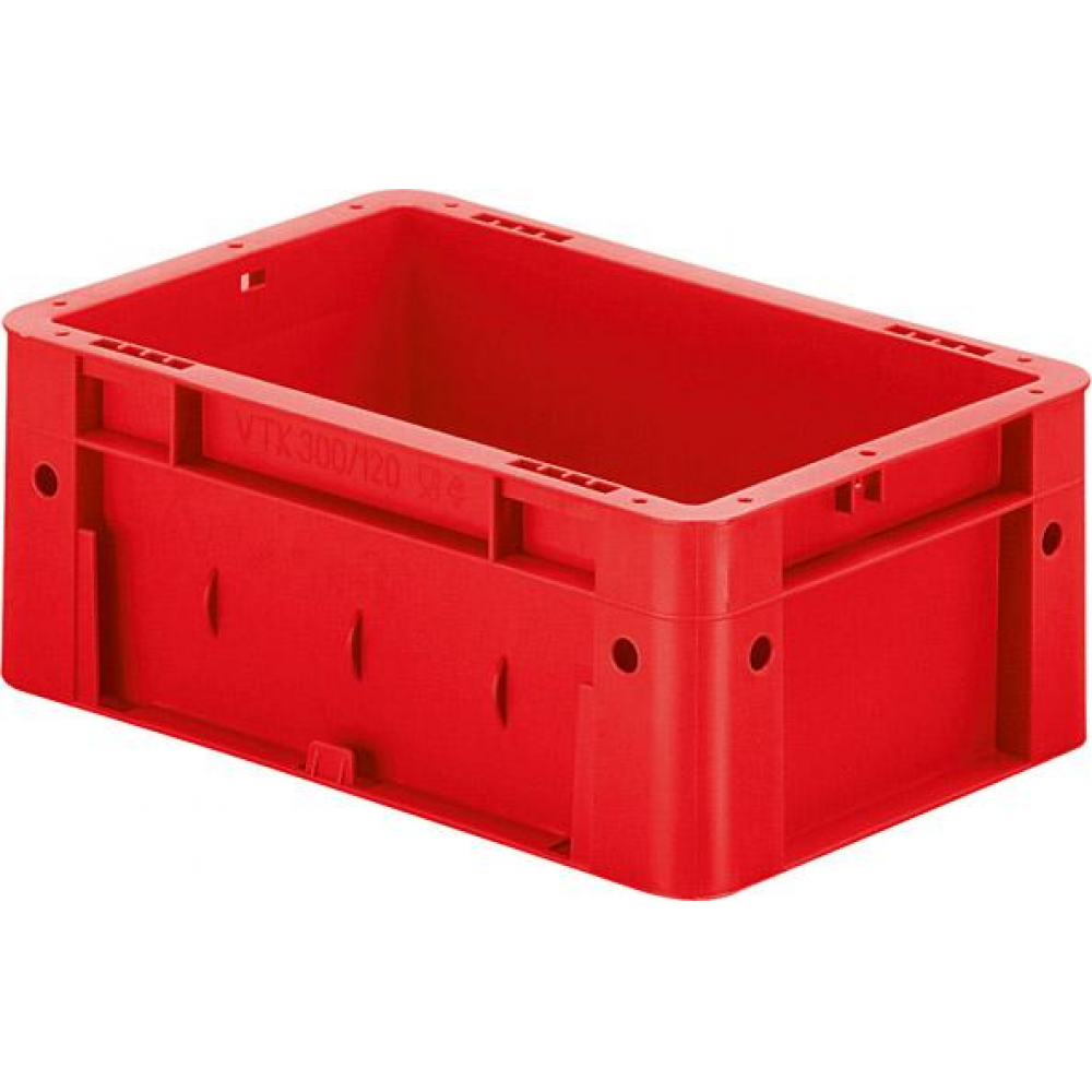 Transportkasten VTK 300/120-0 Transport-Stapelkasten B300x T200x H120 mm rot Auflast 600kg ohne Griffloch