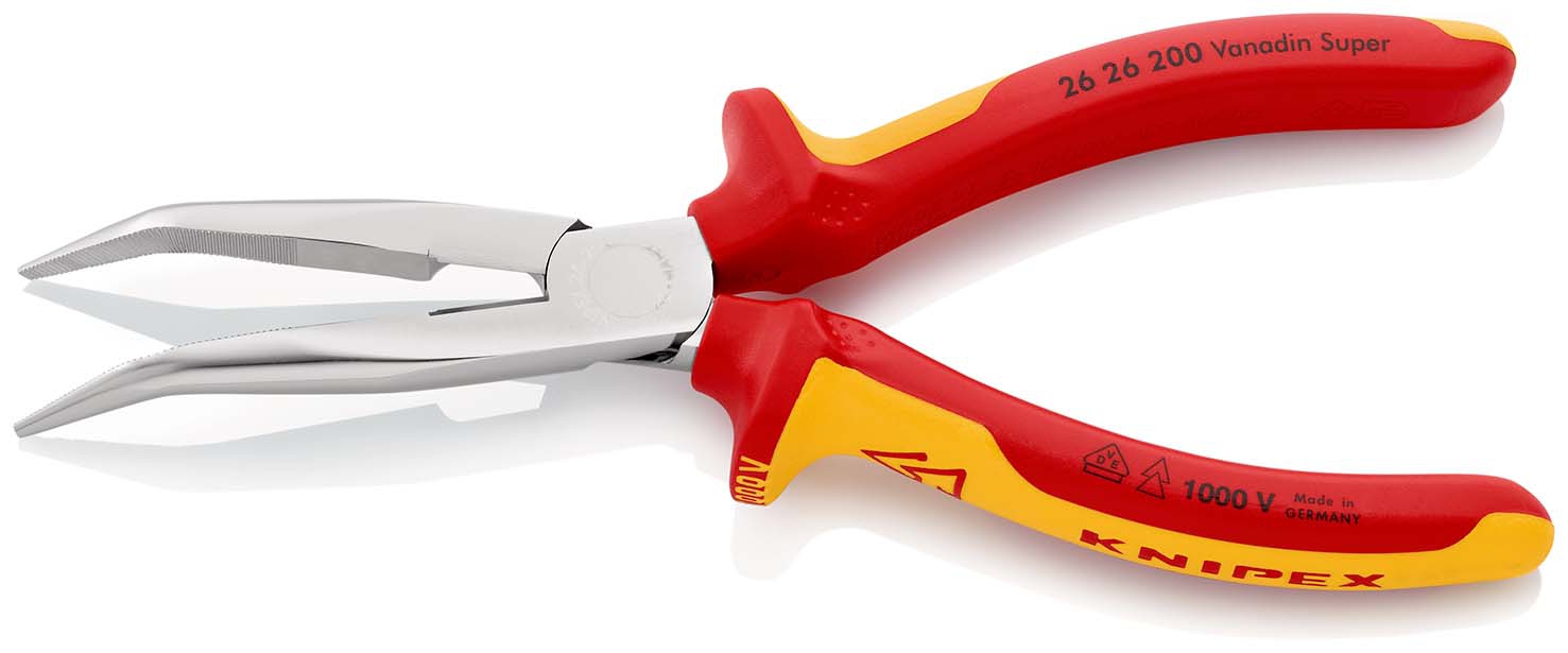Storchschnabelzange VDE gebogen mitMehrkomponenten-Griffen200mm KNIPEX