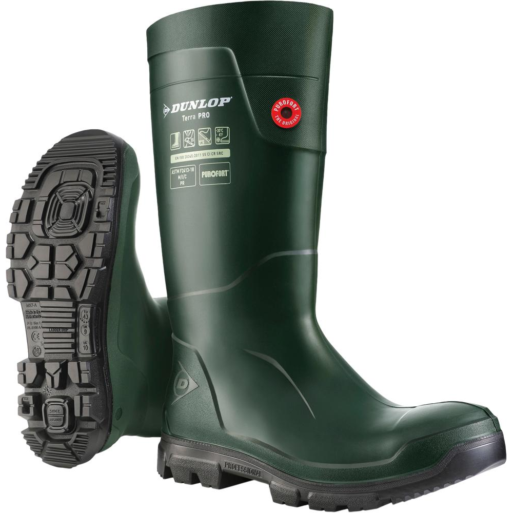 Stiefel Purofort Terra PRO Full Safety, S5 SRC Grün Gr, 43, DUNLOP
