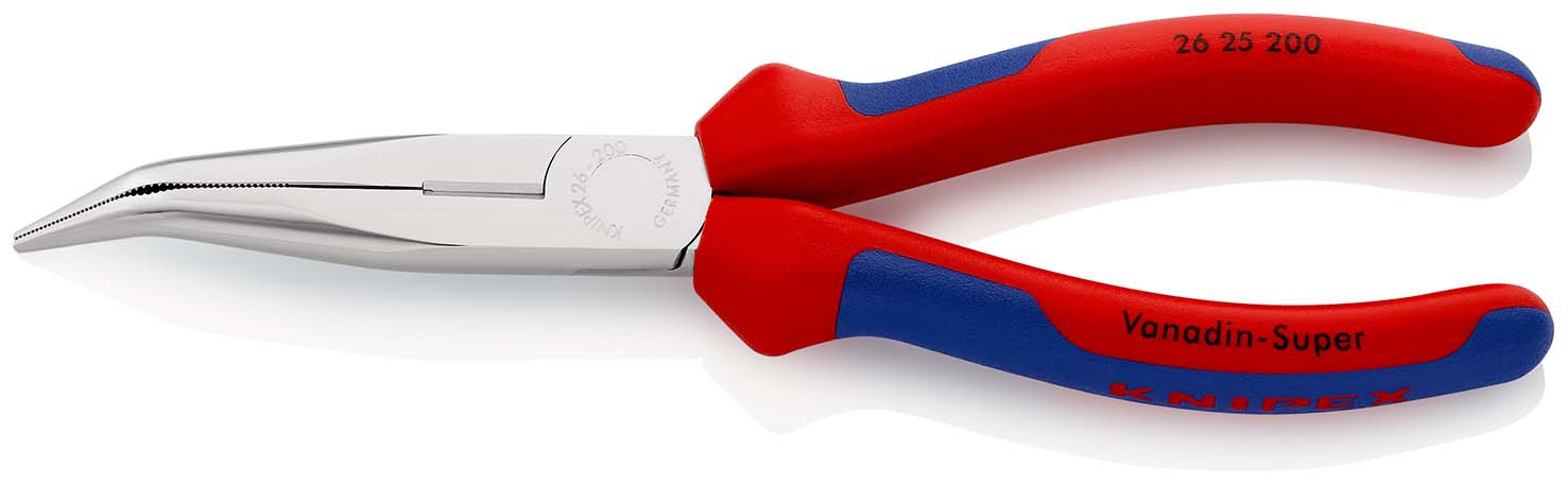 Storchschnabelzange verchromt gebogen mitMehrkomponenten-Griffen200mm KNIPEX