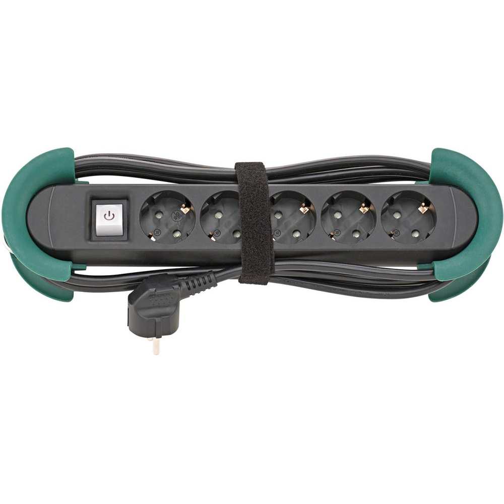 Steckdosenleiste mit Aufrollhilfe und Haken 5-fach H05VV-F3G1,5 3m FORTIS