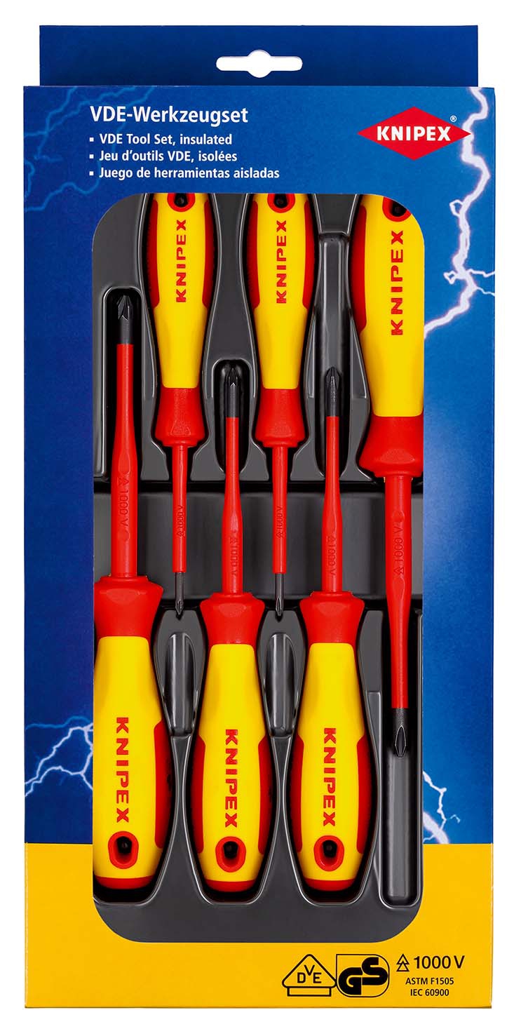 KNIPEX 00 20 12 V03 VDE Schraubendreher-Paket Phillips® / Pozidriv®  (SB-Karte/Blister)