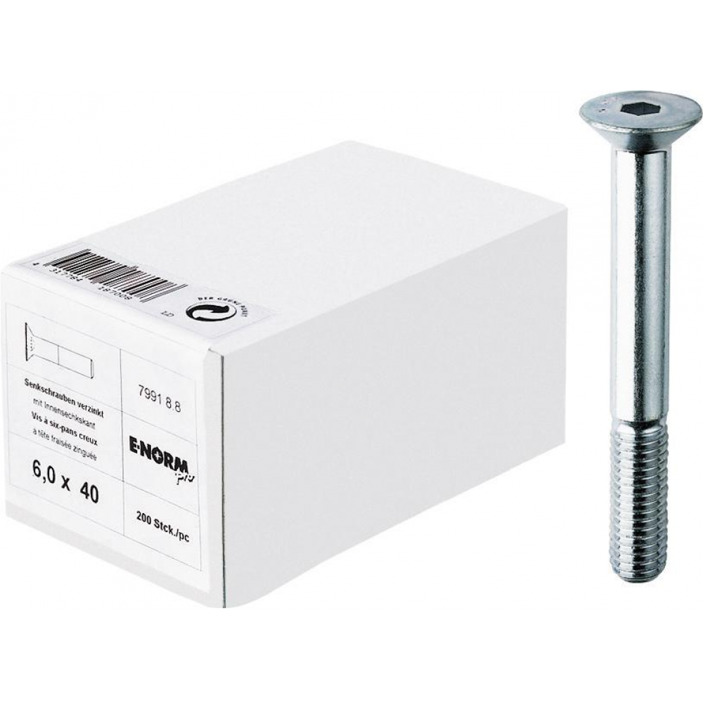 Senkschraube M4x40 DIN 7991 8.8 Innen-6-kant galvanisch verzinkt E-NORMpro HP