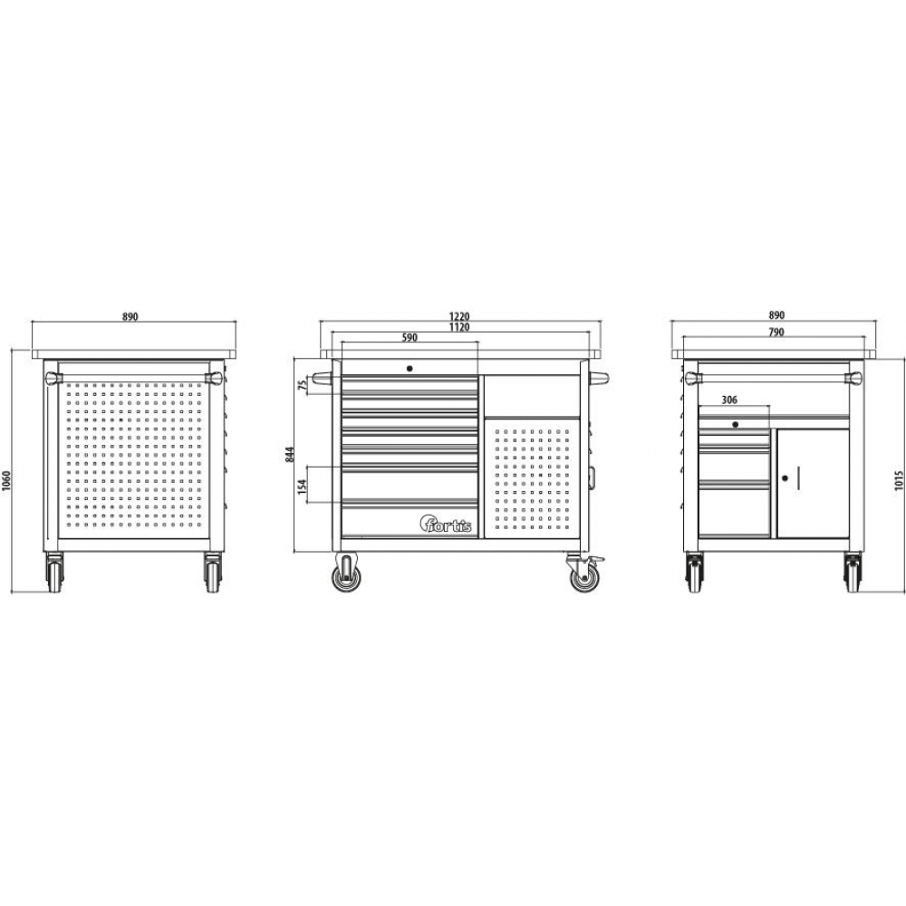 Rollwerkbank 1120x790x1005mm FORTIS