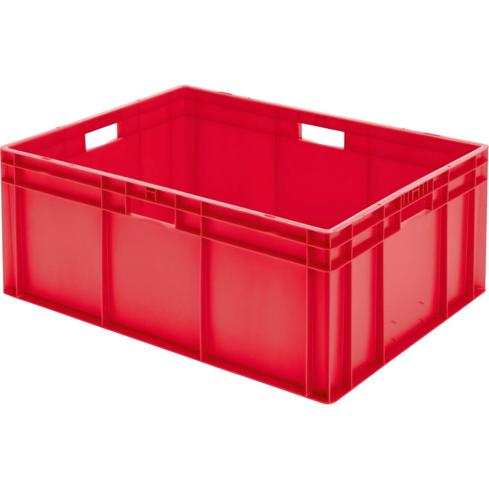 Transportkasten TK 800/320-0, Wände und Boden geschlossen Transport-Stapelkasten B800x T600x H320 mm rot, mit Griffloch