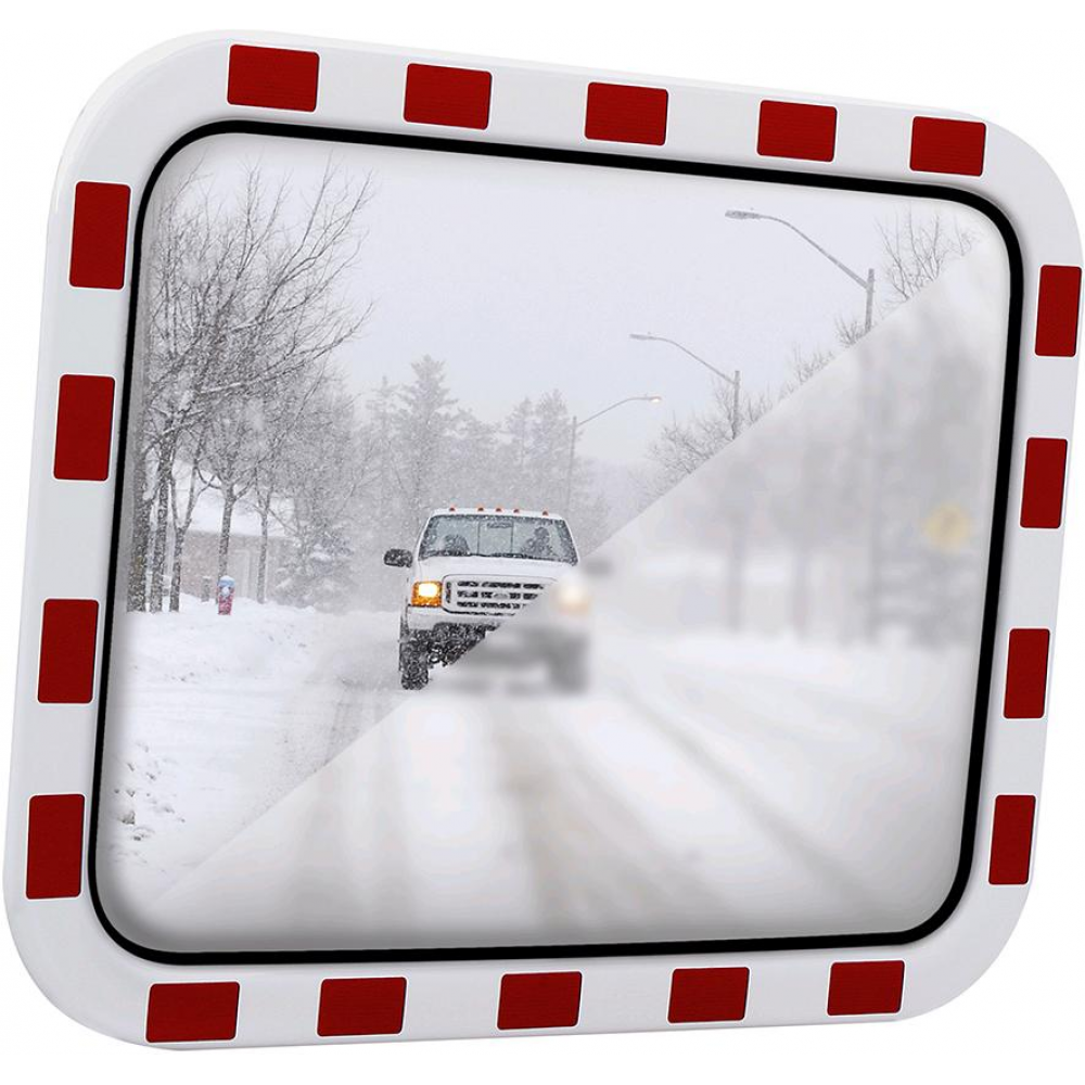 Verkehrsspiegel, eisfrei eckig B600x H400 mm für Außen Inox-Spiegelfläche