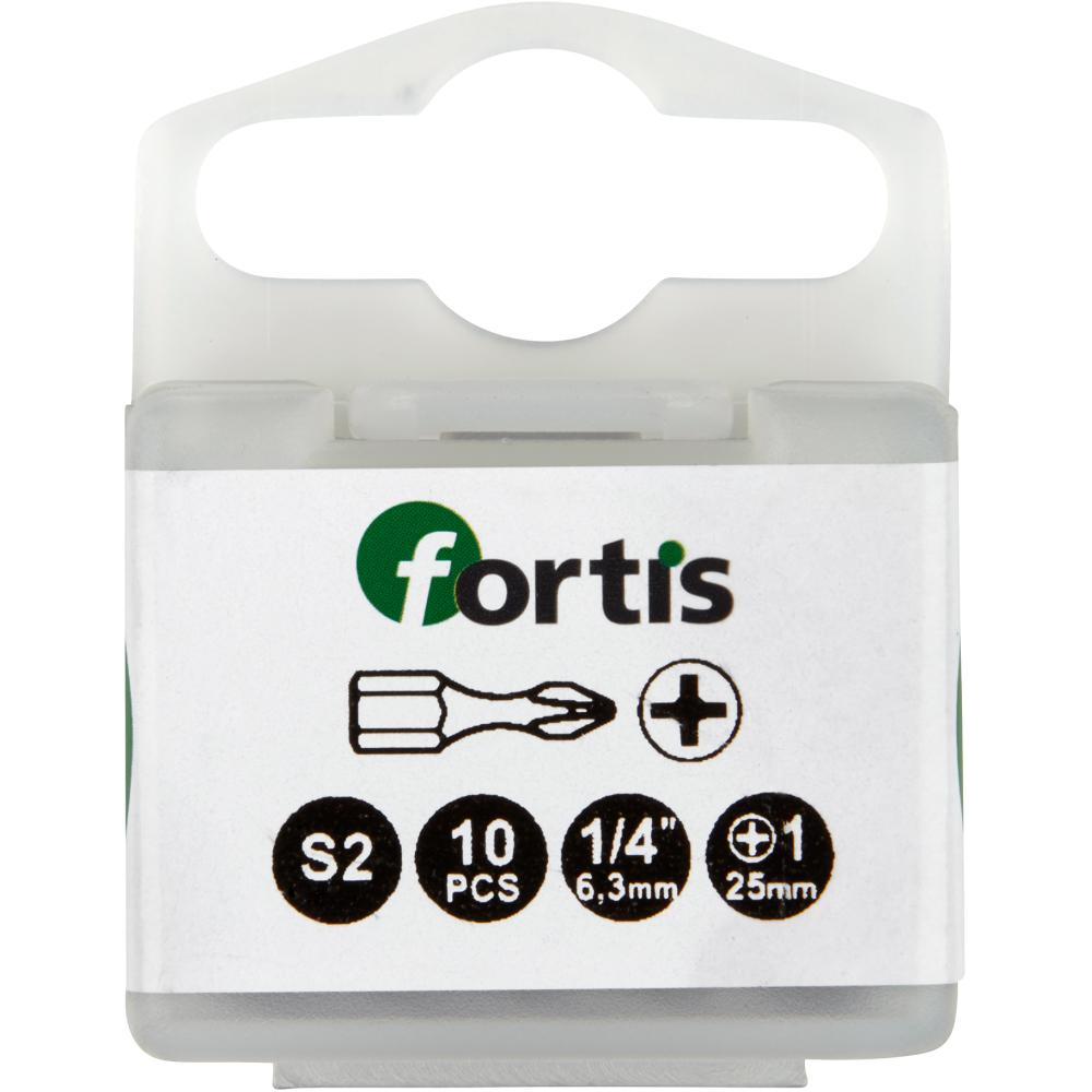 Bit 1/4", für Kreuzschlitz-Schrauben PH Torsion DIN3126" C6 3,PH1x25mm 10er Pack FORTIS