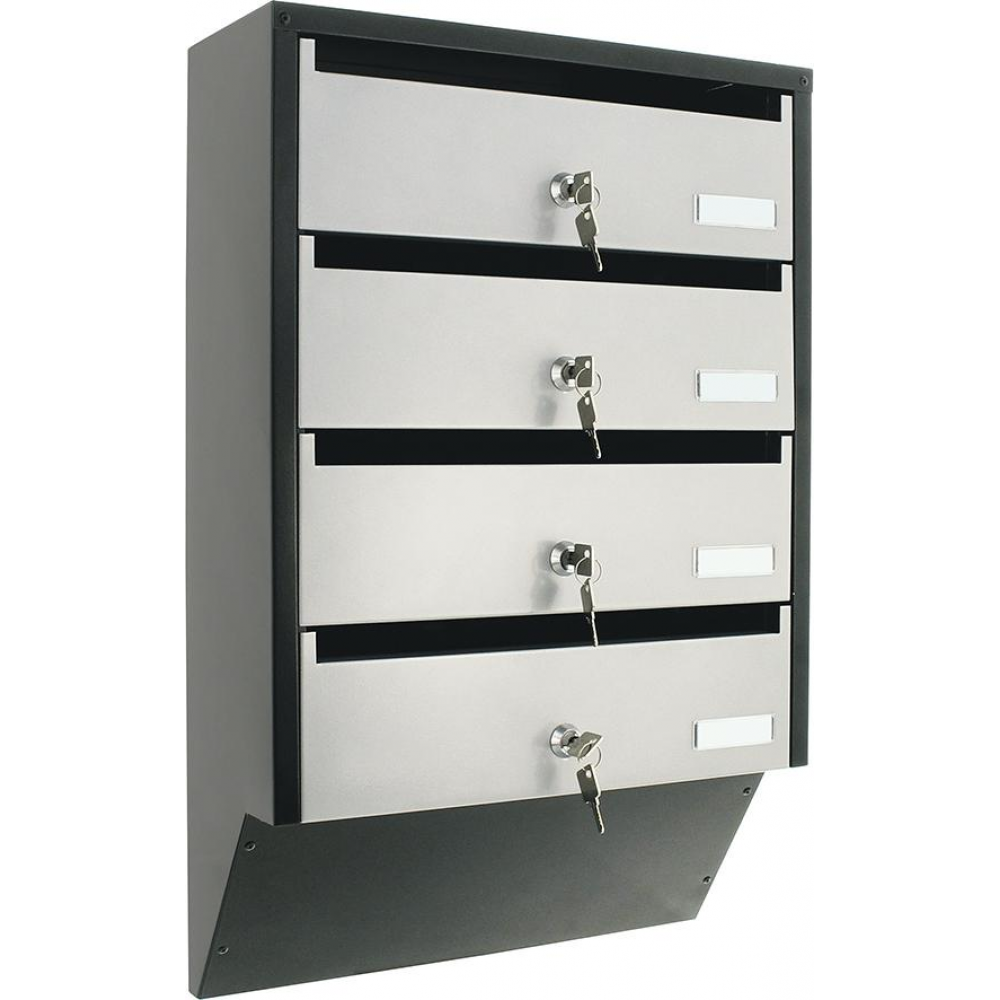Briefkastenanlage Depot 4 SILVER / BLACK schloss m. 2
