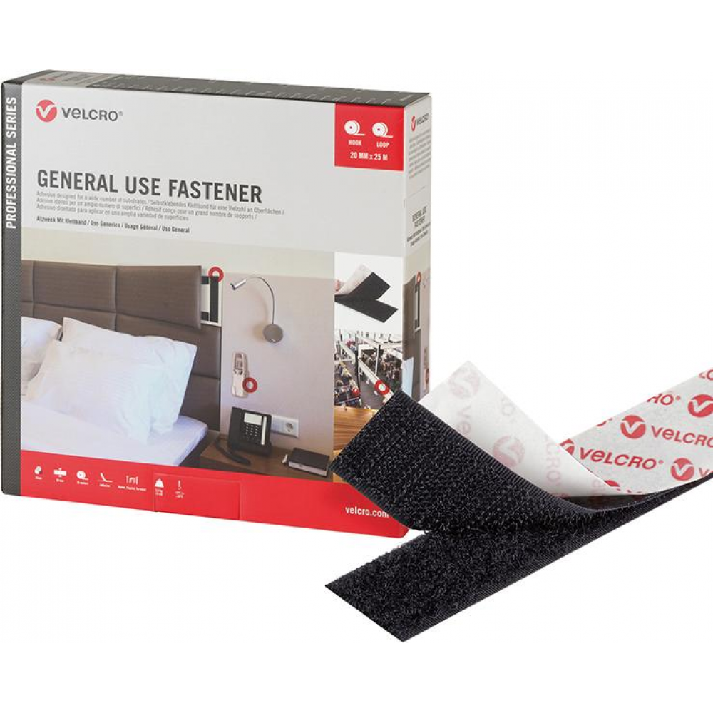 Klettband 20mm x 25m General Use Fastener schwarz VELCRO