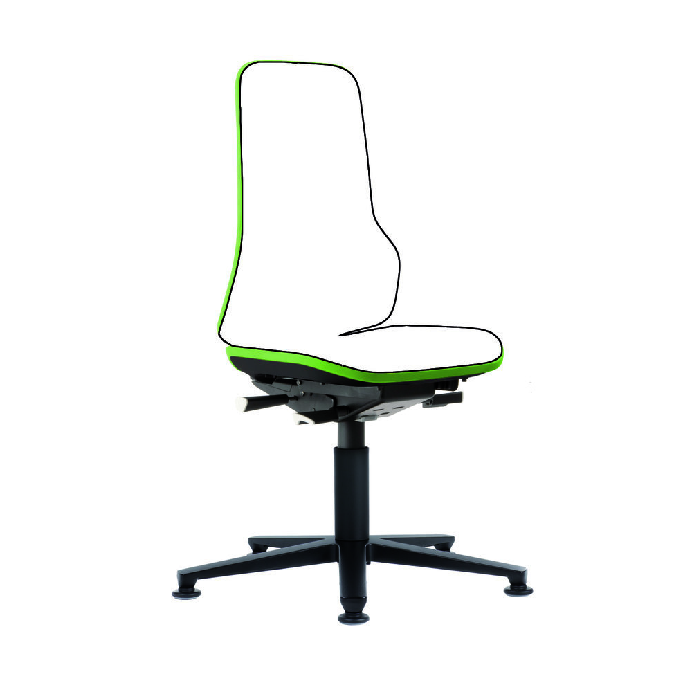 Basisstuhl Modell Neon mit Synchrontechnik Bimos Arbeitsstuhl grün, ohne Polster Sitzhöhe 450-620 mm Gleiter