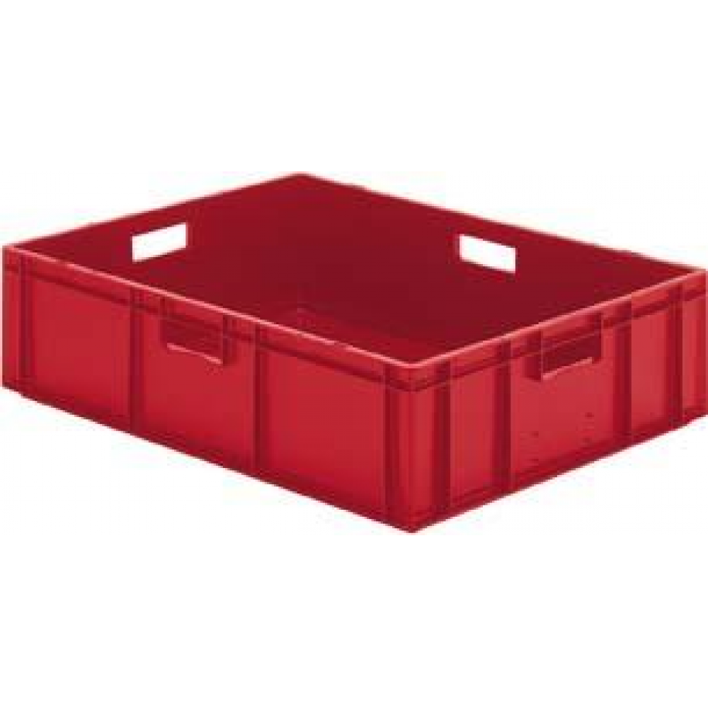 Transportkasten TK 800/210-0, Wände und Boden geschlossen Transport-Stapelkasten B800x T600x H210 mm rot, mit Griffloch