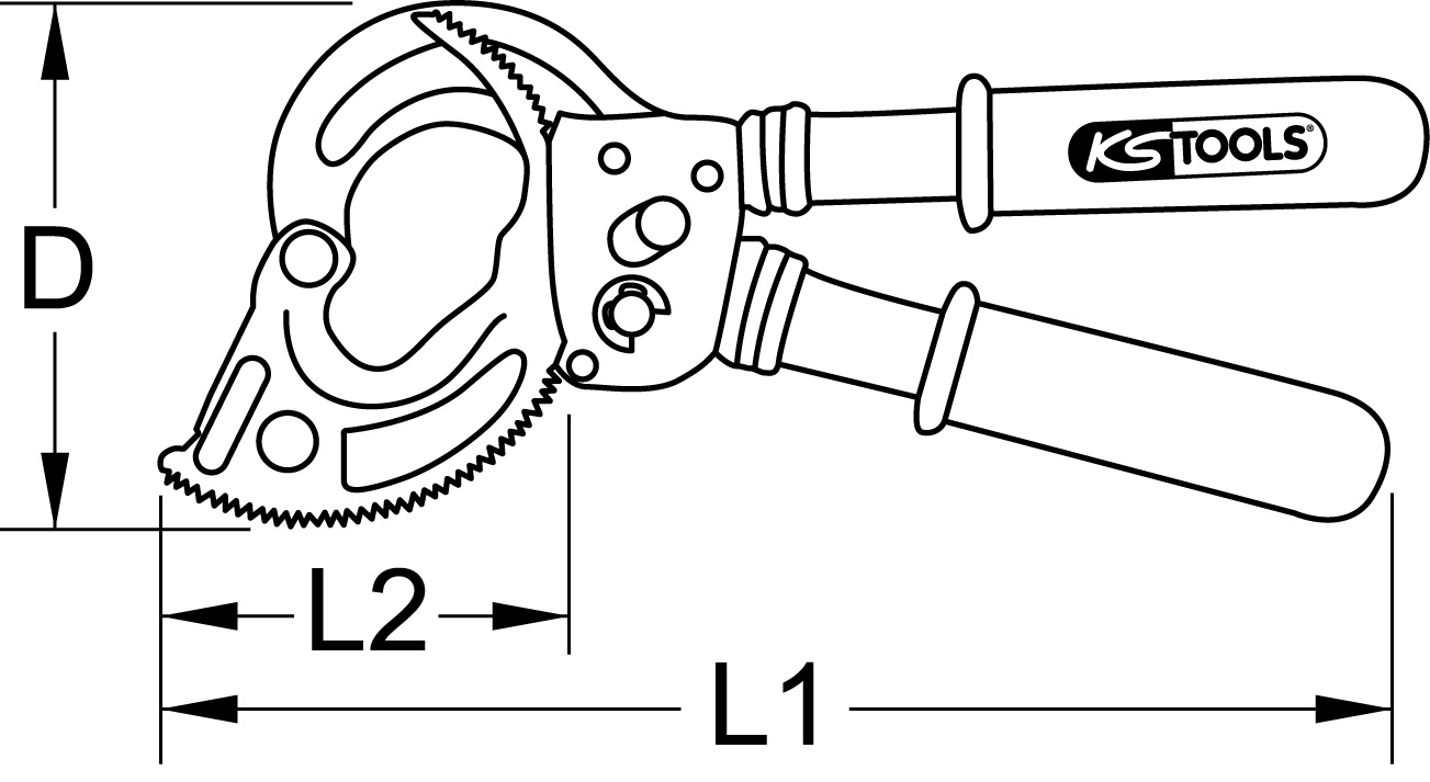 KSTOOLS Ratschenkabelschere mit Schutzisolierung, 530mm