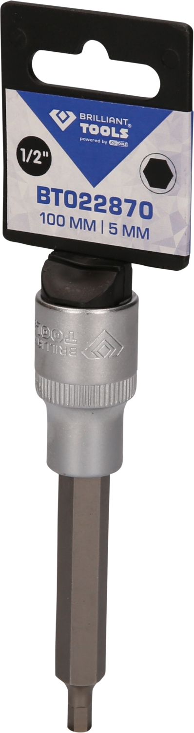 Brilliant Tools  1/2" Innensechskant Bit-Stecknuss, 100 mm lang, 5 mm