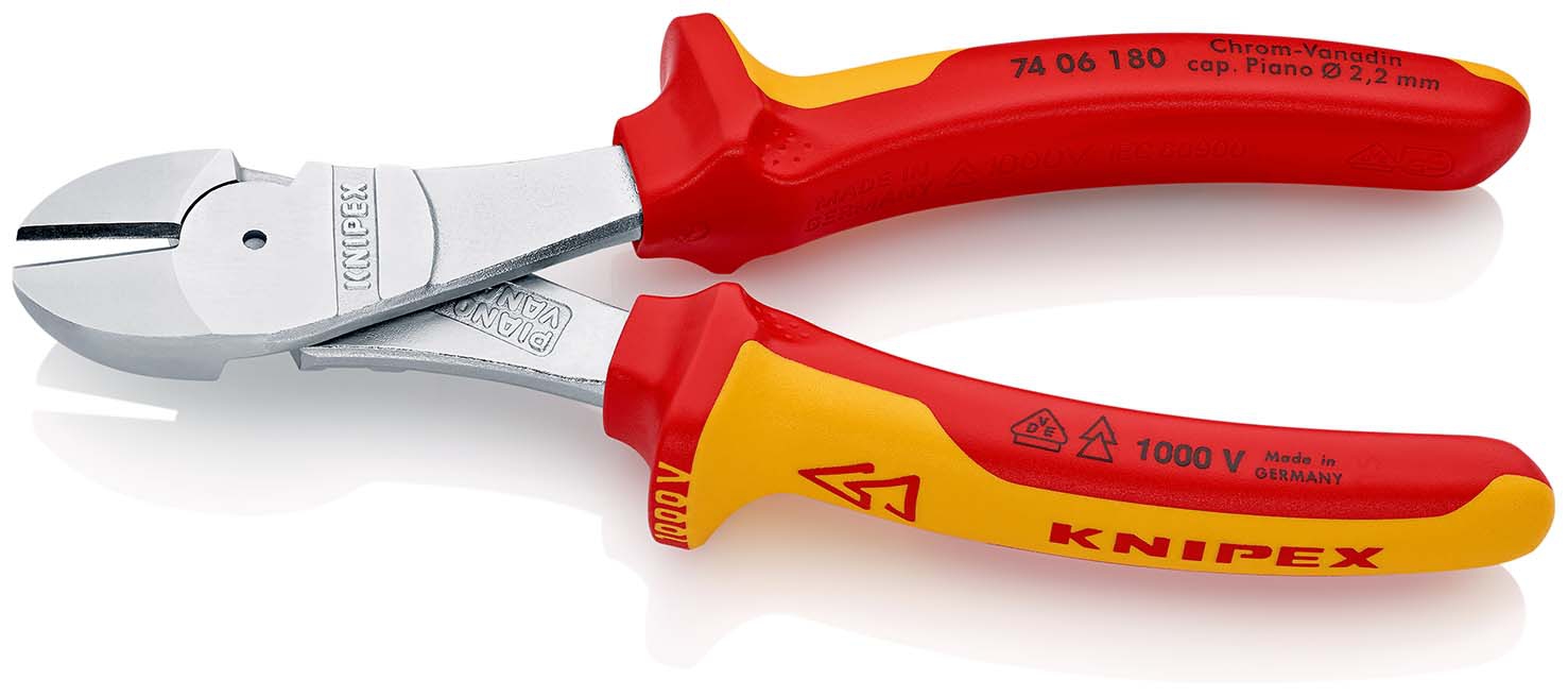 Kraft-Seitenschneider VDE mitMehrkomponenten-Griffen180mm KNIPEX