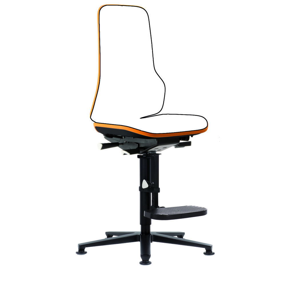 Basisstuhl Modell Neon mit Synchrontechnik Bimos Arbeitsstuhl orange,ohne Polster Sitzhöhe 590-870 mm m. Gleiter/Aufstiegshilfe