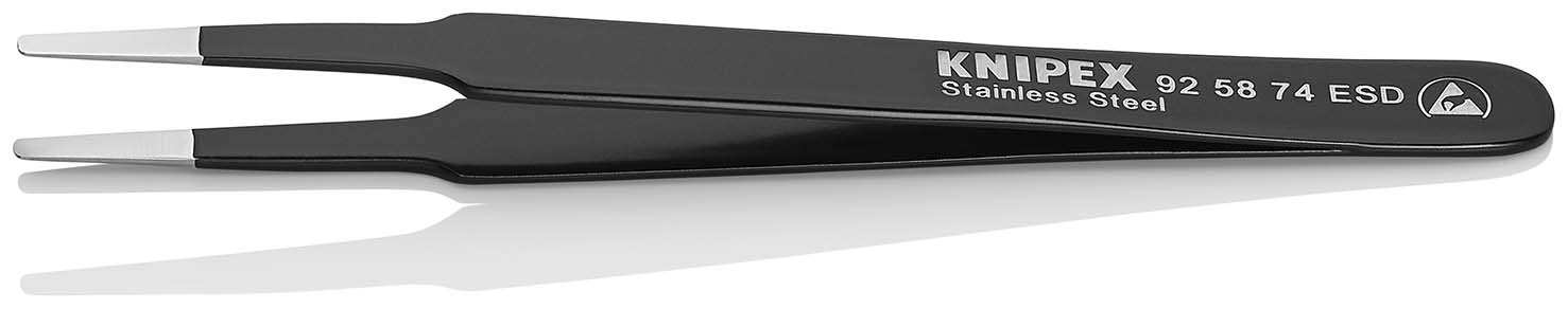 Pinzette ESD rund 120mm 2mm schwarzKNIPEX