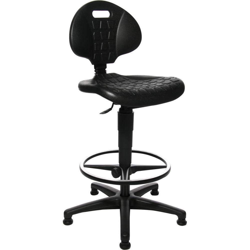 Arbeitsstuhl Modell TEC 20, mit Gleitern und Fußring Sitz PU-Schaum schwarz Sitzhöhe 590-840 mm Gleiter  /