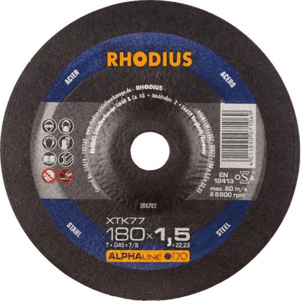 Trennscheibe XT77 für Stahl XTK77 180 x 1,5mm gekr. Rhodius