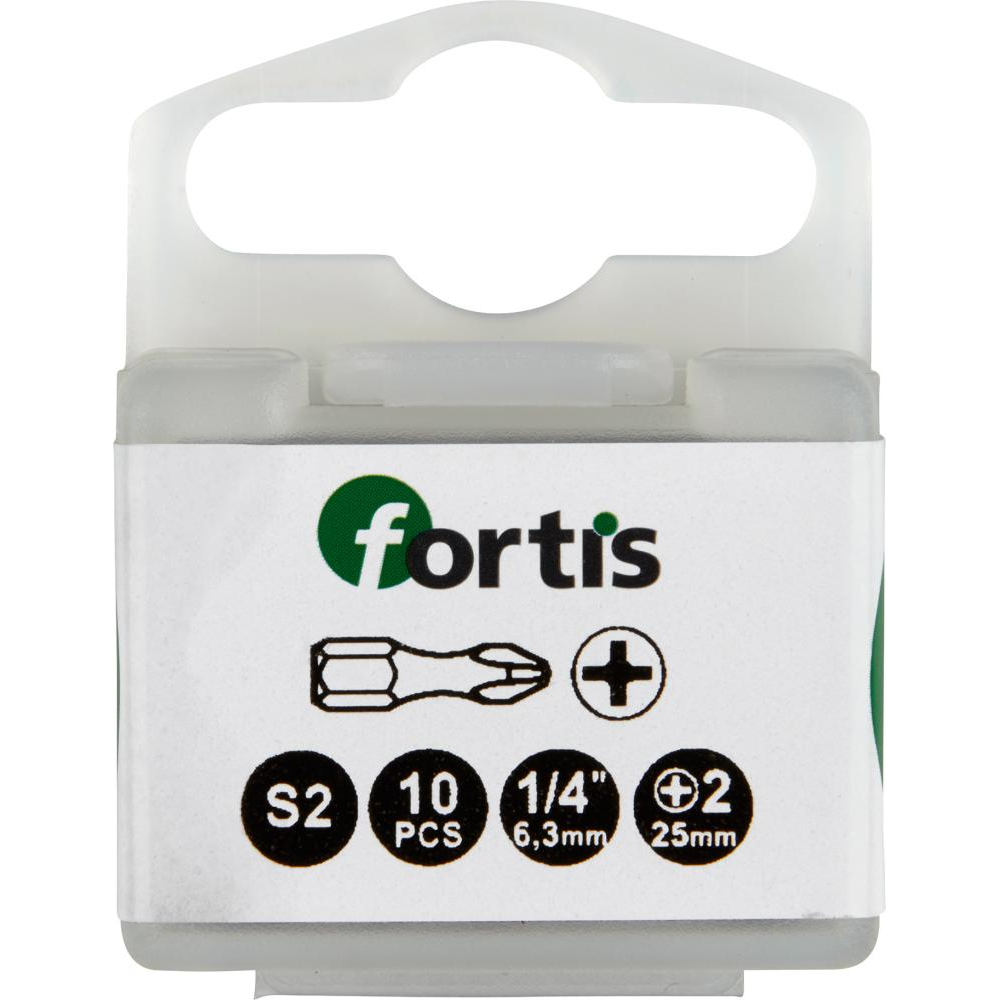 Bit 1/4", für Kreuzschlitz-Schrauben PH Torsion DIN3126" C6 3,PH2x25mm 10er Pack FORTIS