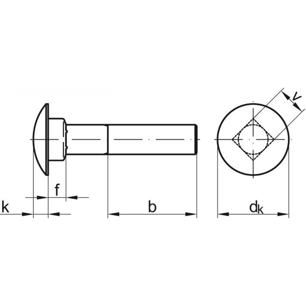 Flachrundschraube M8x60 DIN 603 mit 4-kant-Ansatz Edelstahl A2 ohne 6-kant-Mutter HP E-NORMpro