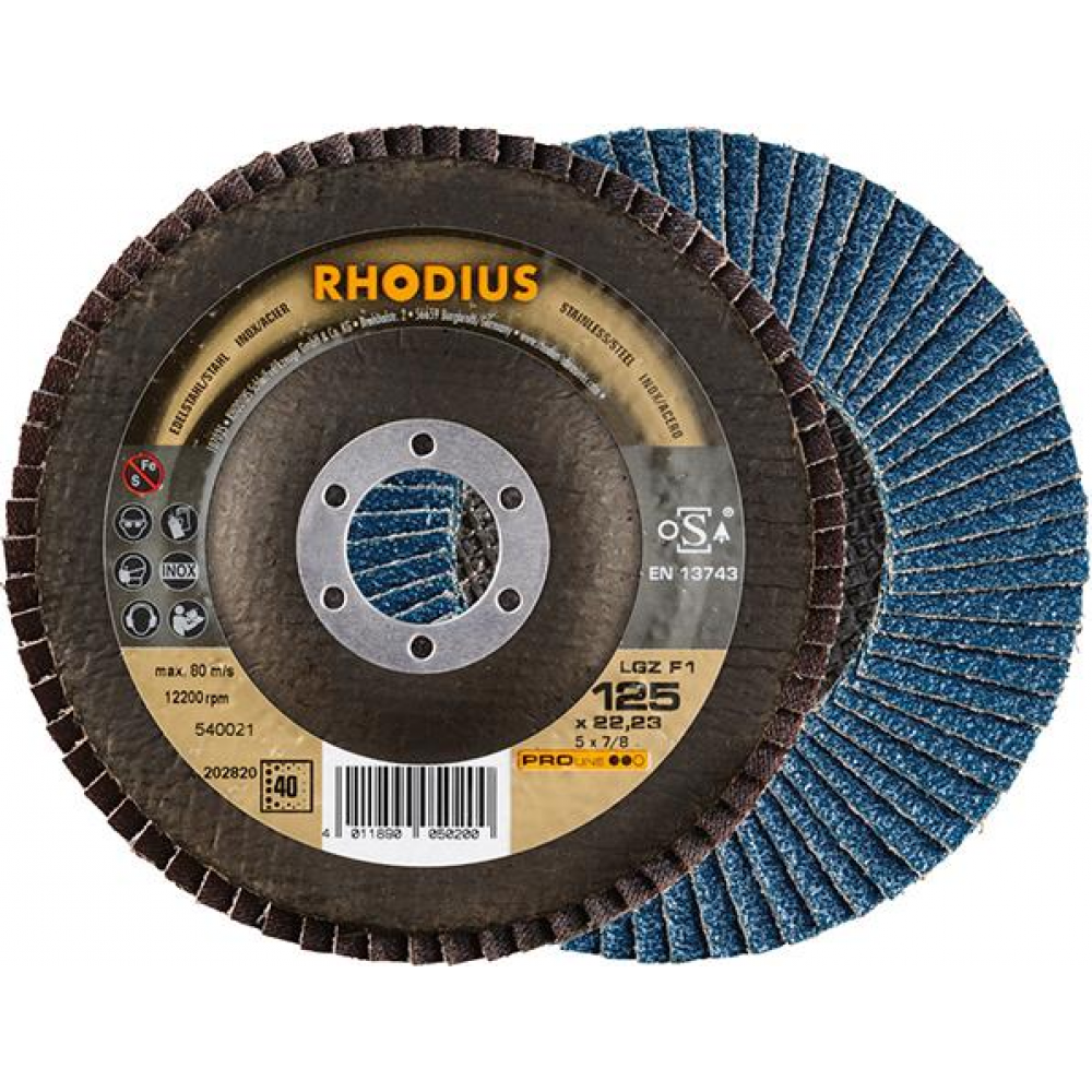 Fächerschleifscheibe LGZ F1, gerade F1125mm K 40 Rhodius