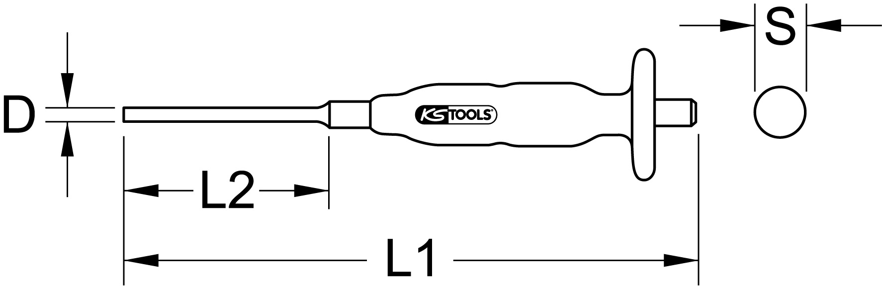KSTOOLS Splinttreiber mit Handschutzgriff, rund, Ø 8mm